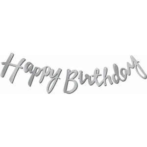 Tatlı Günler Gümüş Happy Birthday Kaligrafi Banner