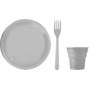 Tatlı Günler Gri Plastik Tabak Seti 25'li