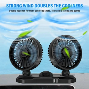 12V Soğuk Fan USB Üfleyici Çift Kafa Fanı Düşük Gürültülü Araba Fanı Aksesuarları Cep Telefonu Şarjı Için Kullanılabilir (Yurt Dışından)