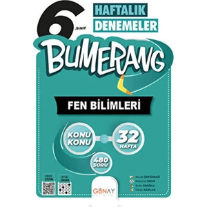 Günay Yayınları Bumerang 6. Sınıf Fen Bilimleri Haftalık Denemeler 32 Hafta 480 Soru (2022-2023)