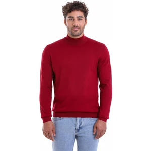 Erkek Bordo Regular Fit %100 Pamuk Yarım Balıkçı Triko Kazak