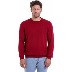 Erkek Bordo Regular Fit %100 Pamuk Bisiklet Yaka Triko Kazak