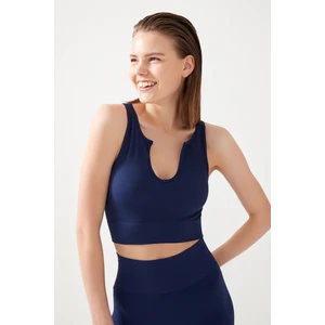 Los Ojos Kadın Lacivert Askılı Fitilli Crop Top Büstiyer Scoop
