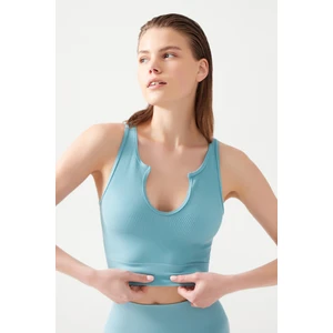 Los Ojos Kadın Mavi Askılı Fitilli Crop Top Büstiyer Scoop