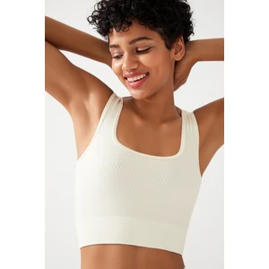 Los Ojos Kadın Ekru Askılı Fitilli Kare Yaka Crop Top Büstiyer Square