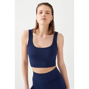 Los Ojos Kadın Lacivert Askılı Fitilli Kare Yaka Crop Top Büstiyer Square