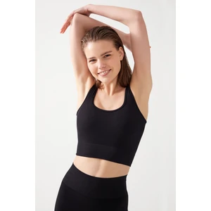 Los Ojos Kadın Siyah Askılı Fitilli Kare Yaka Crop Top Büstiyer Square