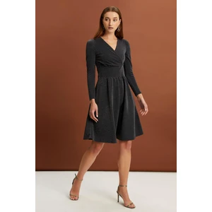 Alexander Gardi Parıltılı Kruvaze Yaka Elbise (B19-155201)