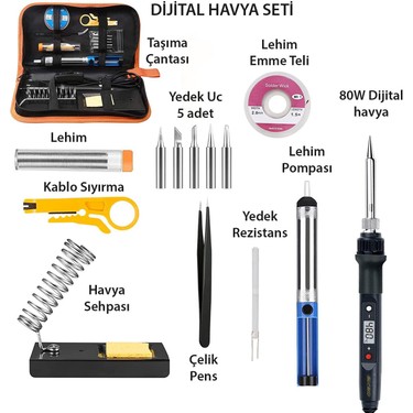 Exeo Dijital Isı Ayarlı Havya Set Lehim Makinesi Seti 80 W Fiyatı