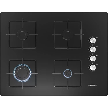 Siemens 4 Gözlü Gazlı Siyah Cam Ankastre Ocak Doğalgazlı Modern Tasarım ve Kolay Temizlik