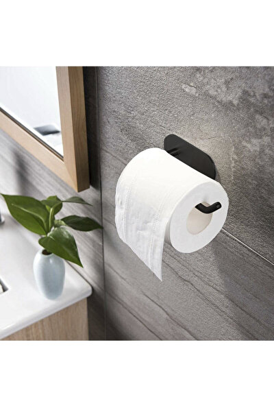 Paslanmaz Çelik Siyah Tuvalet Kağıtlığı / Yapışkanlı Sistem Tuvaletkağıtlık