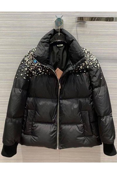 Garmoda Şişme Mont Kolları Ribanalı Taş Işlemeli Mont Şişme Mont Yeni Sezon Mont