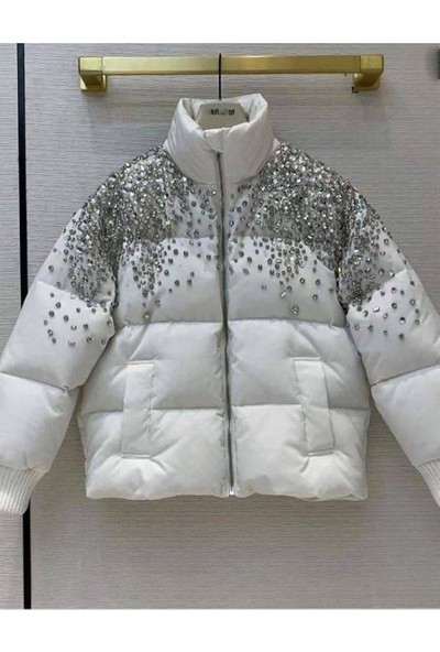 Garmoda Şişme Mont Kolları Ribanalı Taş Işlemeli Mont Şişme Mont Yeni Sezon Mont
