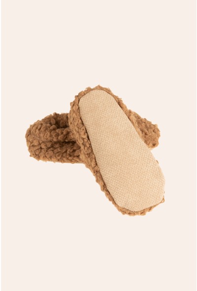 Baumkids Peluş Teddy Desenli Organik Pamuk Astarlı Kaydırmaz Tabanlı Bebek Patik