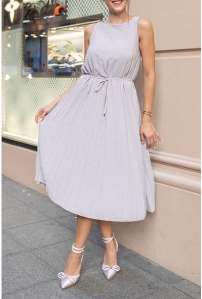 Garmoda Piliseli Maxi Elbise Uzun Elbise Piliseli Elbise Pileli Elbise Yeni Sezon Elbise Basic Elbise