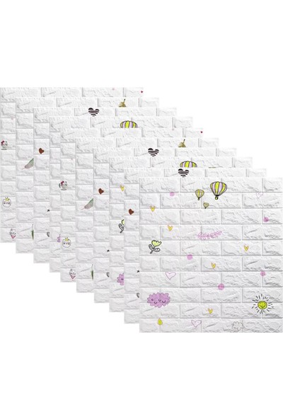 Renkli Duvarlar 10 Adet 70-77CM Çocuk Odası Yapışkanlı Duvar Kağıdı Panel NW119 5.3 M2