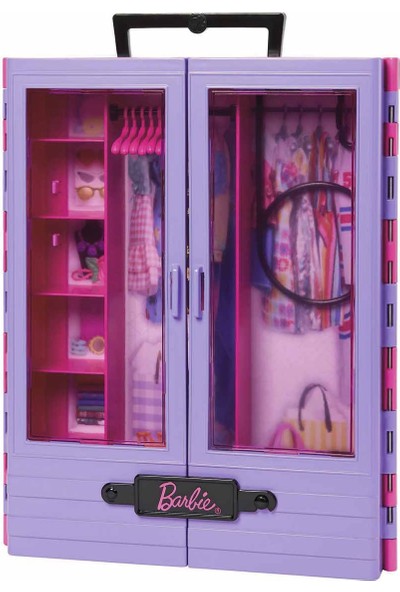 Barbie'nin Pembe Gardırobu, Şeffaf Kapıları, Saklama Alanları, Katlanır Rafı ve 6 Askısıyla, 3 Yaş ve Üzeri Hjl65