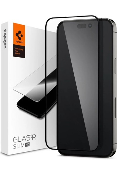 Spigen Apple iPhone 14 Pro Max Cam Ekran Koruyucu Tam Kaplayan Glas.tR Slim Full Cover Black - AGL05209