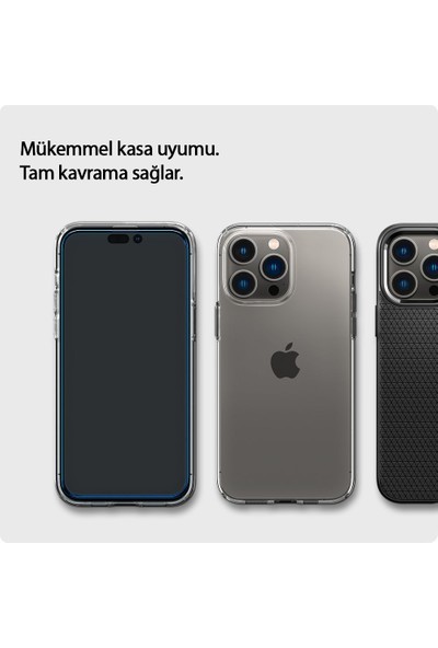 Spigen Apple iPhone 14 Pro Max Cam Ekran Koruyucu Kolay Kurulum Glas.tR AlignMaster Full Cover (2 Adet) Black - AGL05204