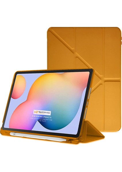 Nezih Case Ipad Air 3 Uyumlu 10.5'' Kalem Bölmeli Tri Folding Smart Standlı Silikon Kılıf Sarı