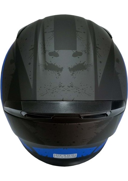 Jk-21 512 Model Güneş Vizörlü Yarım Kask - Mavi-Siyah - L