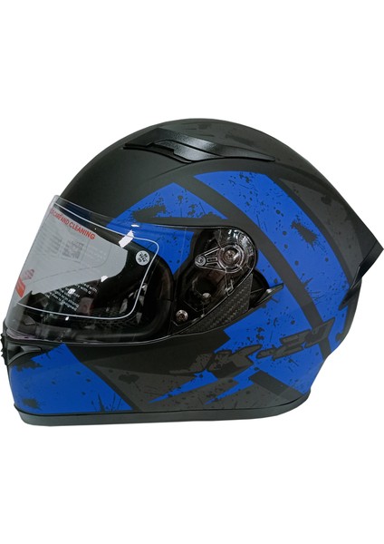 Jk-21 316 Model Güneş Vizörlü Kapalı Kask - Mavi/siyah - L