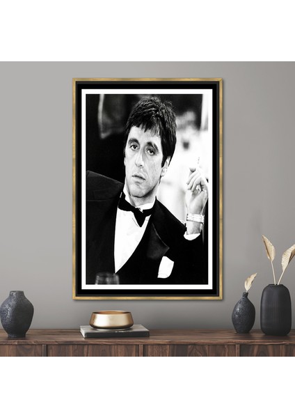 1 Parça Gold Çerçeveli Kanvas Tablo, Tony Montana, Ünlü Kanvas Baskı, Tony Montana Kanvas,