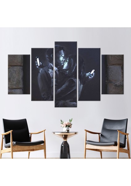 5 Parçalı Mix Kanvas Tablo, Banksy Kanvas Sanatı, Resim Kanvas Poster, Sokak Hediye Kanvas,