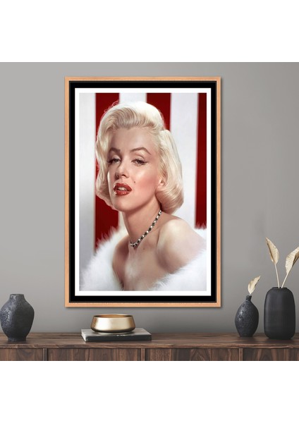 1 Parça Naturel Çerçeveli Kanvas Tablo, Marilyn Monroe, Moda Posteri, Güzel Kadın 3 Boyutlu Kanvas,