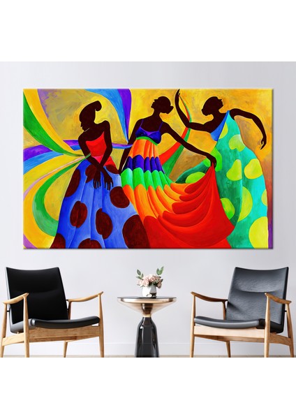 1 Parça Kanvas Tablo, Afrikalı Dansçılar Resim, Afrika Kanvas, Renkli Sanat Eseri,
