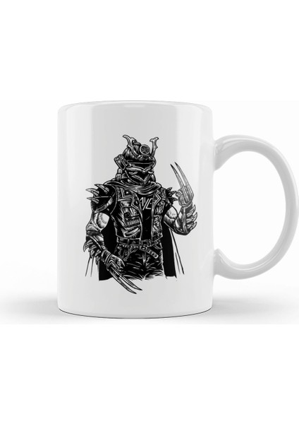Samurai Punk Portrait Kupa Bardak Porselen