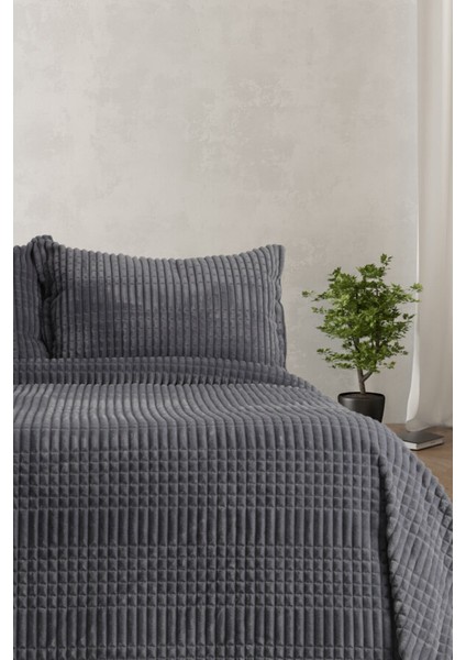 Merinos Modern Line 3 Parça Battaniye Seti - Antrasit