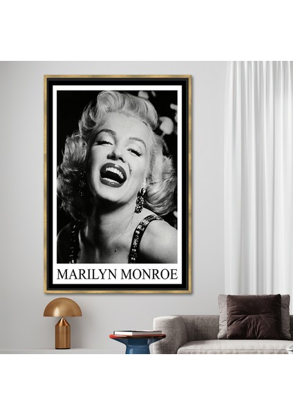 1 Parça Gold Çerçeveli Kanvas Tablo, Marilyn Monroe, Ünlü Posteri, Marilyn Monroe Kanvas Baskı,