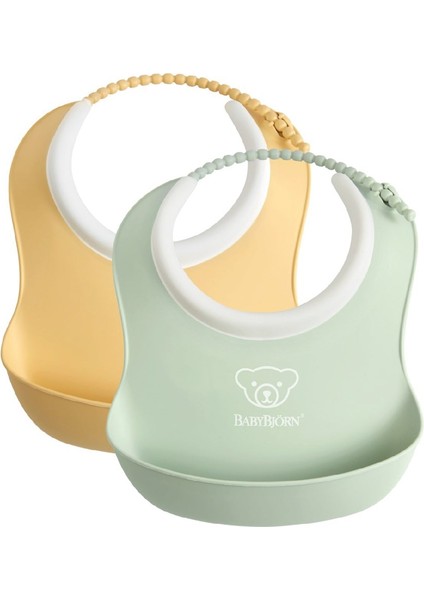 Babybjörn 2´li Mini Yumuşak Plastik Mama Önlüğü Powder Yellow / Green