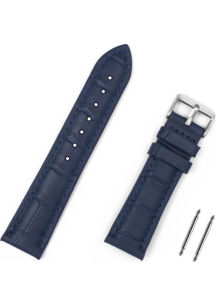 22mm Lacivert Kroko Deri Saat Kordonu Kayış