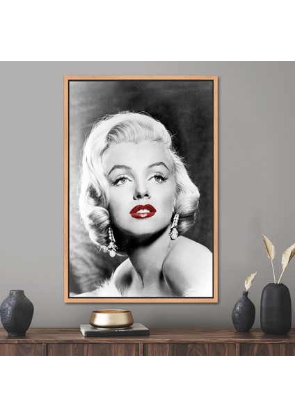 1 Parça Naturel Çerçeveli Kanvas Tablo, Ünlü Şarkıcı Kanvas, Marilyn Sanat, Marilyn Monroe Duvar Dek