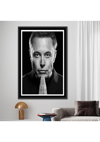 1 Parça Siyah Çerçeveli Kanvas Tablo, Elon Musk, Elon Musk Kanvas Sanatı, Ünlü Hediye Kanvas, fiyatları