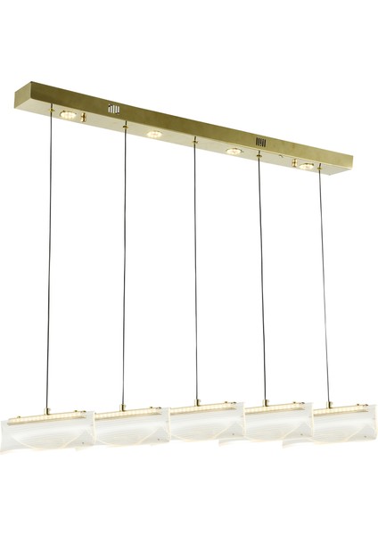 Sarkıt Avize - Yeni Model Ledli Avize - Tasarım Salon Avizesi - Gold 5 Başlıklı LED Avize 90*80CM