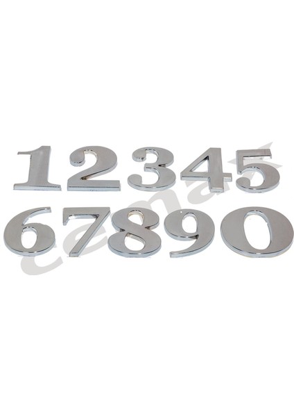 Yapışkanlı Plastik Rakam Site ve Apartman Kapıları Için 8,5 cm Krom ( 1 Adet Rakam Fiyatıdır Set Değildir )