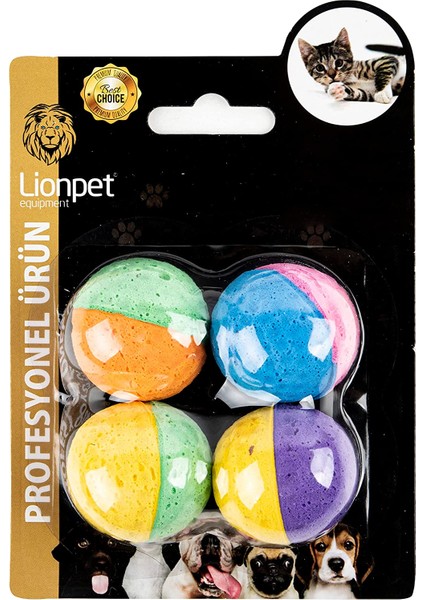 Lion Pet Kedi Oyuncağı Sünger Top 4 Lü LNYNH001A