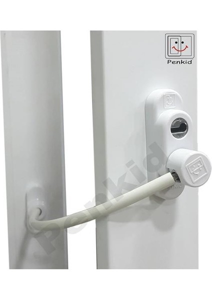 6 Adet Penkid Çelik Halatlı Pvc Pencere Çocuk Emniyet Kilidi Beyaz