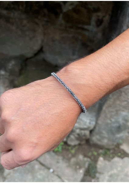 Gümüş Kazaziye Kalın Iki Sıralı Tilki Kuyruğu El Örgüsü Bileklik BIL2006 modelleri