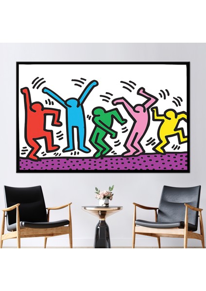 1 Parça Kanvas Tablo, Keith Haring Dans Insanlar, Renkli Kanvas, Soyut Dans Kanvas,