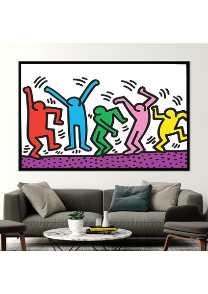 1 Parça Kanvas Tablo, Keith Haring Dans Insanlar, Renkli Kanvas, Soyut Dans Kanvas,