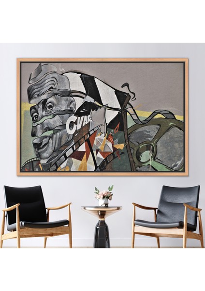 1 Parça Naturel Çerçeveli Kanvas Tablo, Çağdaş Sanat, Adam Duvar Dekoru, Soyut Kanvas Dekor,