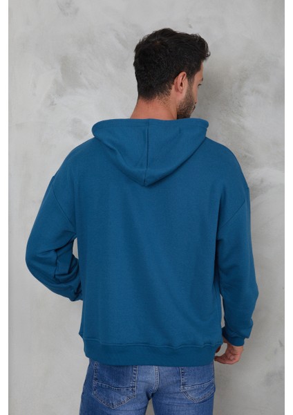 Erkek Oversize Kapüşonlu Kanguru Cepli Ribanalı Uzun Kollu Basic Sweatshirt indirimleri