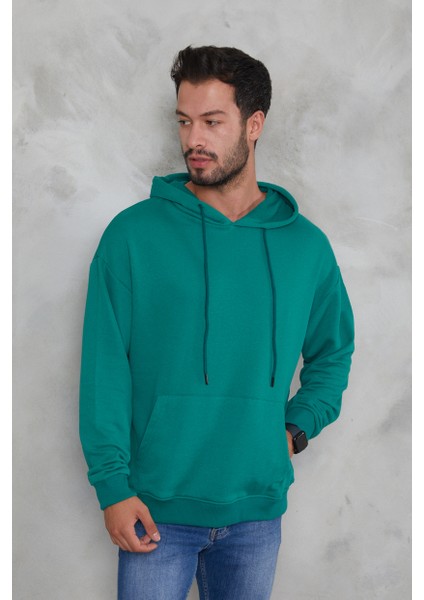 Erkek Oversize Kapüşonlu Kanguru Cepli Ribanalı Uzun Kollu Basic Sweatshirt modelleri