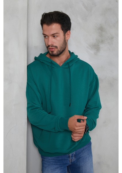 Erkek Oversize Kapüşonlu Kanguru Cepli Ribanalı Uzun Kollu Basic Sweatshirt modelleri
