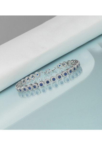 925 Ayar Gümüş Safir Renk Papatya Model Bileklik fiyatları
