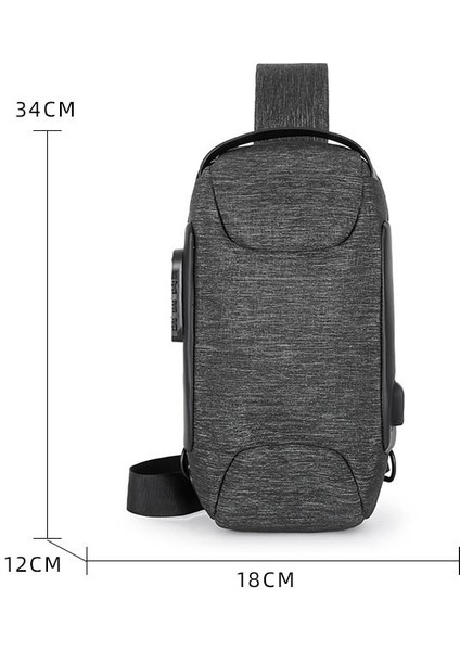 Fangqinghqao Erkek Spor Crossbody Omuz Askılı Göğüs Çantası - Gri (Yurt Dışından)